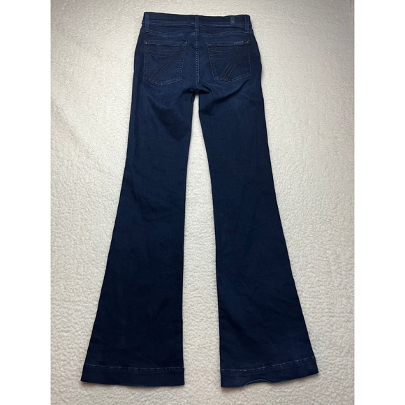7 For All Mankind Jeans Womens 28 Blue Dojo Flare Leg Dark Wash Stretch Denim - Picture 8 of 11